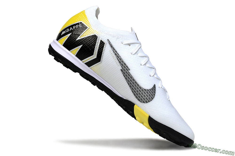 KM x Nike Air Zoom Mercurial Vapor 16 Elite TF Artificial Turf Soccer Shoes - White/Lemon Yellow/Black 4