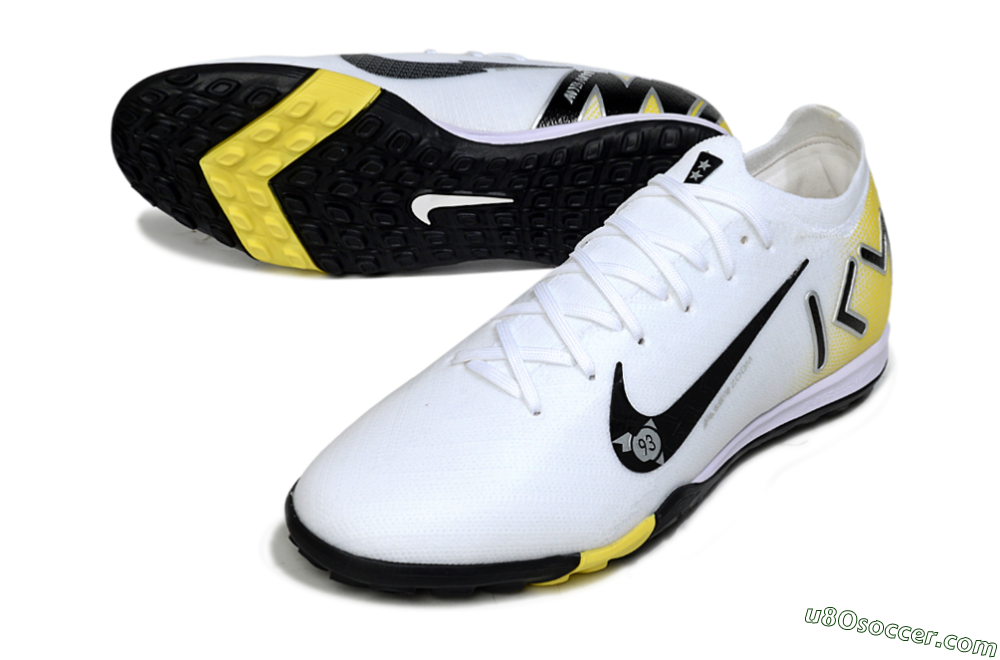 KM x Nike Air Zoom Mercurial Vapor 16 Elite TF Artificial Turf Soccer Shoes - White/Lemon Yellow/Black 3