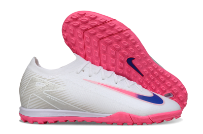 Nike Air Zoom Mercurial Vapor 16 Elite TF Artificial Turf Soccer Shoes - White/Neon Pink/Electric Blue
