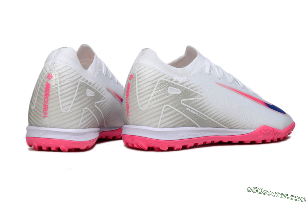 Nike Air Zoom Mercurial Vapor 16 Elite TF Artificial Turf Soccer Shoes - White/Neon Pink/Electric Blue 6