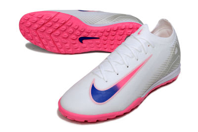 Nike Air Zoom Mercurial Vapor 16 Elite TF Artificial Turf Soccer Shoes - White/Neon Pink/Electric Blue