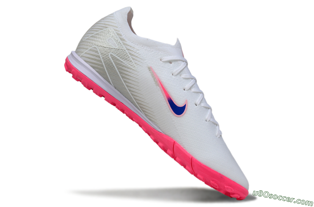 Nike Air Zoom Mercurial Vapor 16 Elite TF Artificial Turf Soccer Shoes - White/Neon Pink/Electric Blue 4