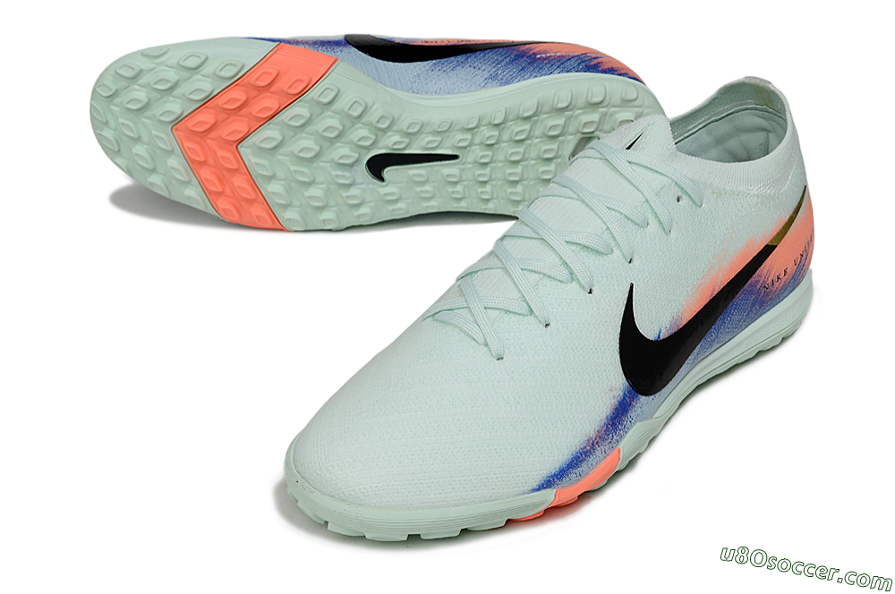 Nike Air Zoom Mercurial Vapor 16 Elite TF Artificial Turf Soccer Shoes - Aqua/Coral Orange/Soft Blue 3