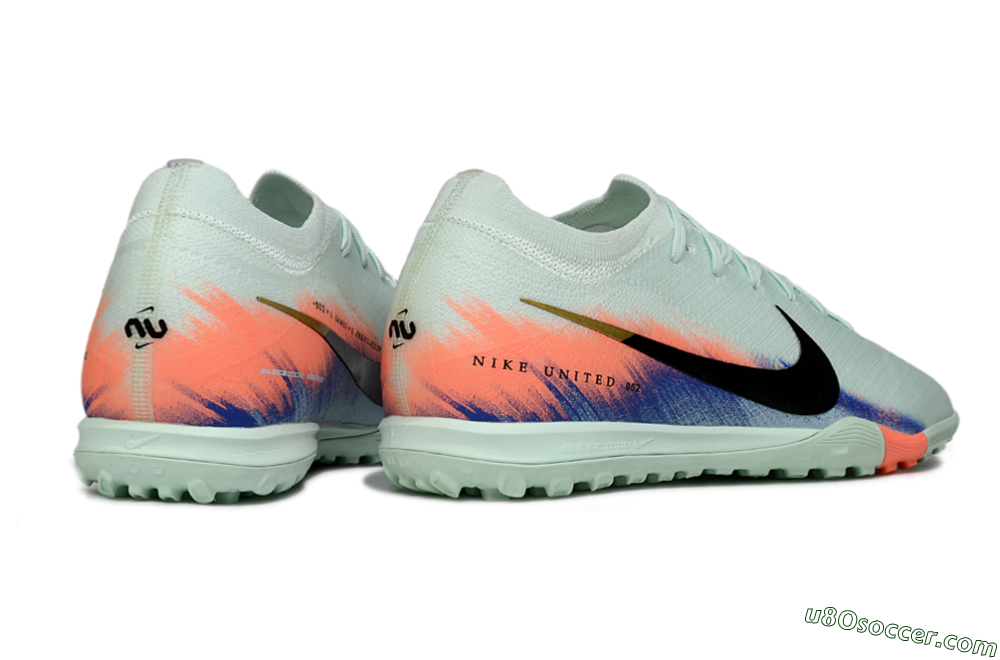 Nike Air Zoom Mercurial Vapor 16 Elite TF Artificial Turf Soccer Shoes - Aqua/Coral Orange/Soft Blue 6