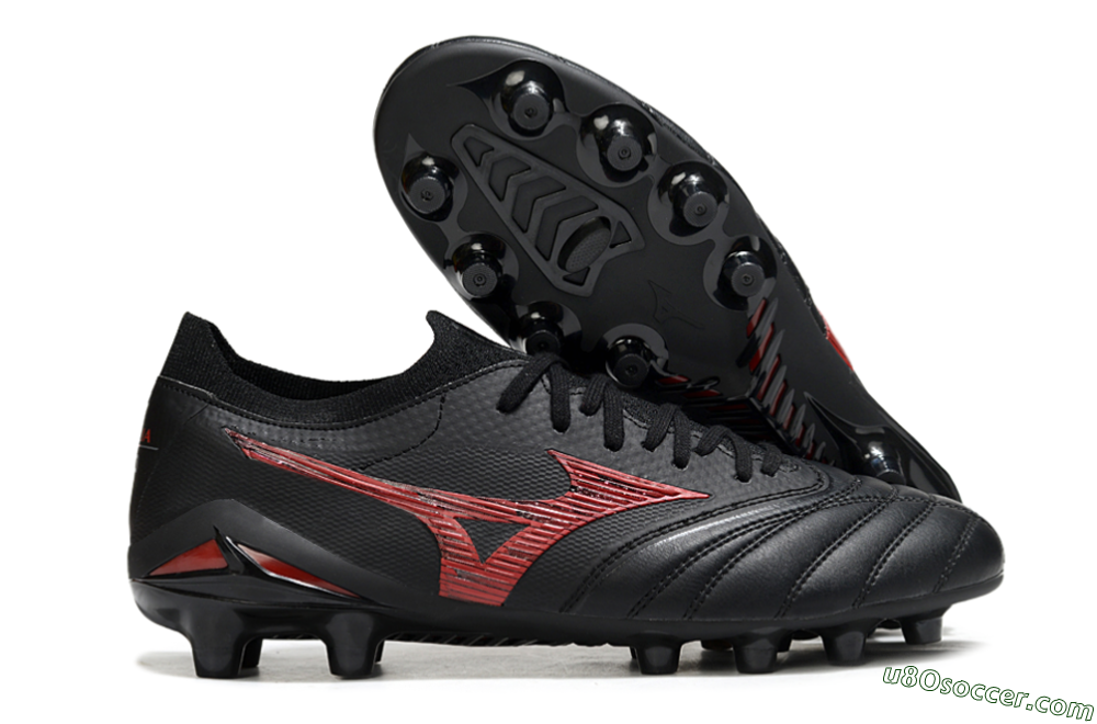 Mizuno Morelia Neo 4 FG Firm Ground Soccer Cleats - Black/Crimson Red/Jet Black 1