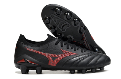 Mizuno Morelia Neo 4 FG Firm Ground Soccer Cleats - Black/Crimson Red/Jet Black