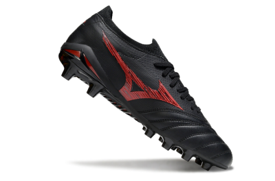 Mizuno Morelia Neo 4 FG Firm Ground Soccer Cleats - Black/Crimson Red/Jet Black