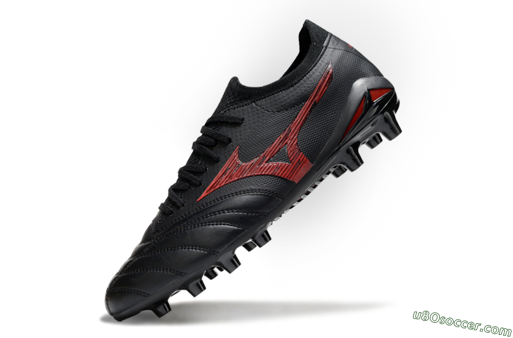 Mizuno Morelia Neo 4 FG Firm Ground Soccer Cleats - Black/Crimson Red/Jet Black 5