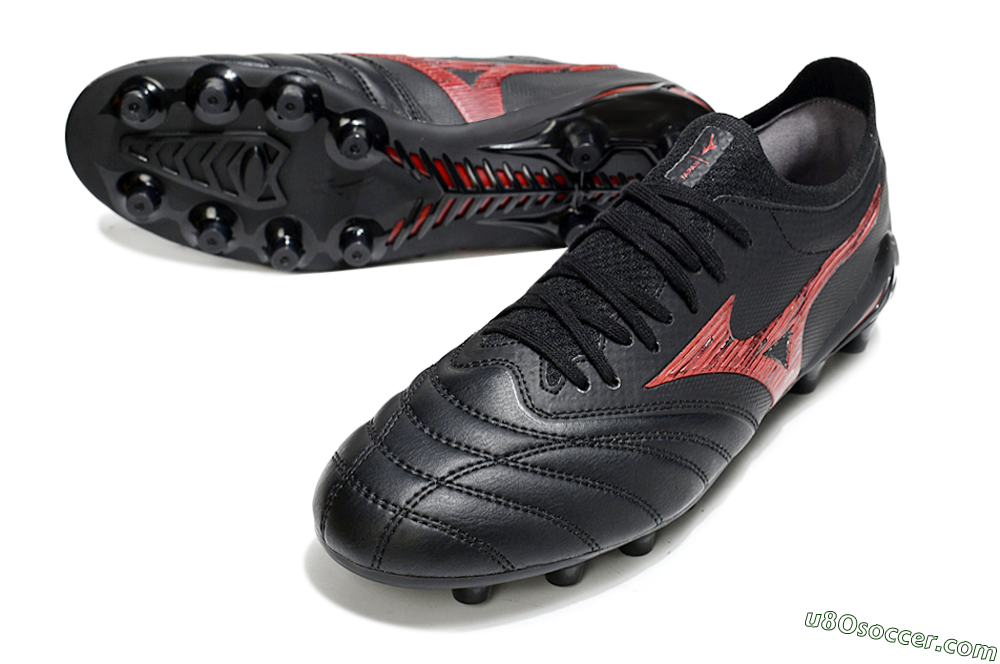 Mizuno Morelia Neo 4 FG Firm Ground Soccer Cleats - Black/Crimson Red/Jet Black 3