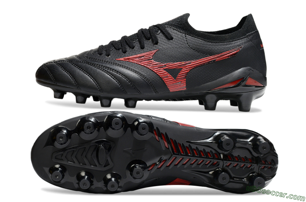 Mizuno Morelia Neo 4 FG Firm Ground Soccer Cleats - Black/Crimson Red/Jet Black 0