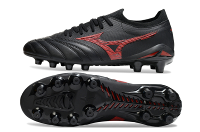 Mizuno Morelia Neo 4 FG Firm Ground Soccer Cleats - Black/Crimson Red/Jet Black