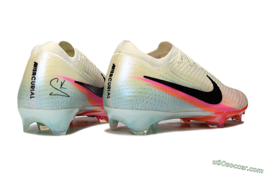 Nike Air Zoom Mercurial Vapor 16 Elite FG Firm Ground Soccer Cleats - Beige/Coral Burst/Aqua Glaze 6