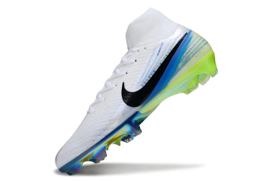 Nike Air Zoom Mercurial Superfly 10 Elite FG Firm Ground Soccer Cleats - White/Electric Blue/Neon Green