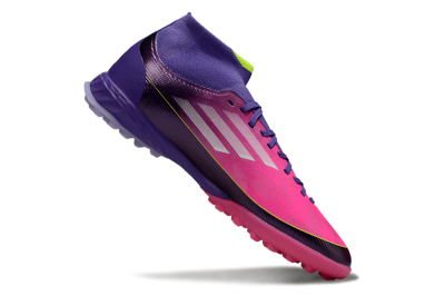 Adidas F50 Pro Mid TF Artificial Turf Soccer Shoes - Pink/Electric Pink/Deep Purple