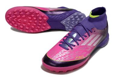 Adidas F50 Pro Mid TF Artificial Turf Soccer Shoes - Pink/Electric Pink/Deep Purple