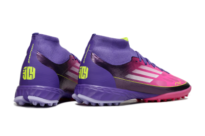 Adidas F50 Pro Mid TF Artificial Turf Soccer Shoes - Pink/Electric Pink/Deep Purple