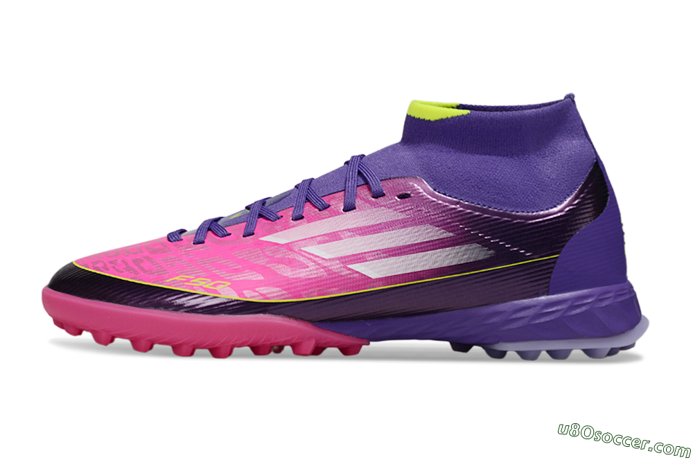 Adidas F50 Pro Mid TF Artificial Turf Soccer Shoes - Pink/Electric Pink/Deep Purple 2