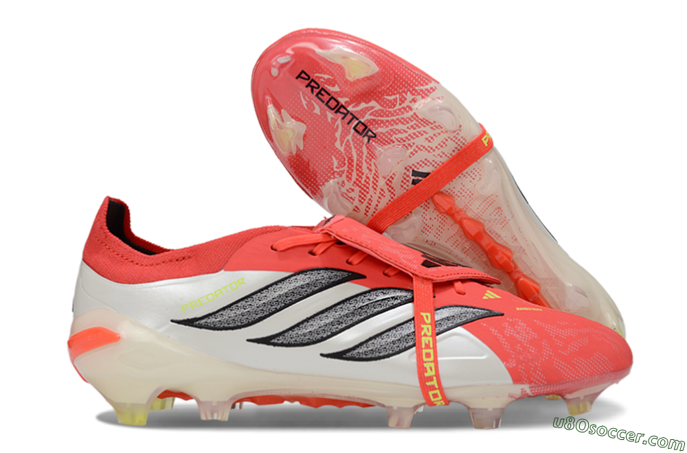 Adidas Predator 26 Elite Fold-Over Tongue FG Firm Ground Soccer Cleats - Red/Bright Coral/White 1