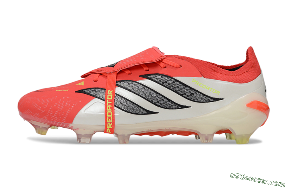Adidas Predator 26 Elite Fold-Over Tongue FG Firm Ground Soccer Cleats - Red/Bright Coral/White 2