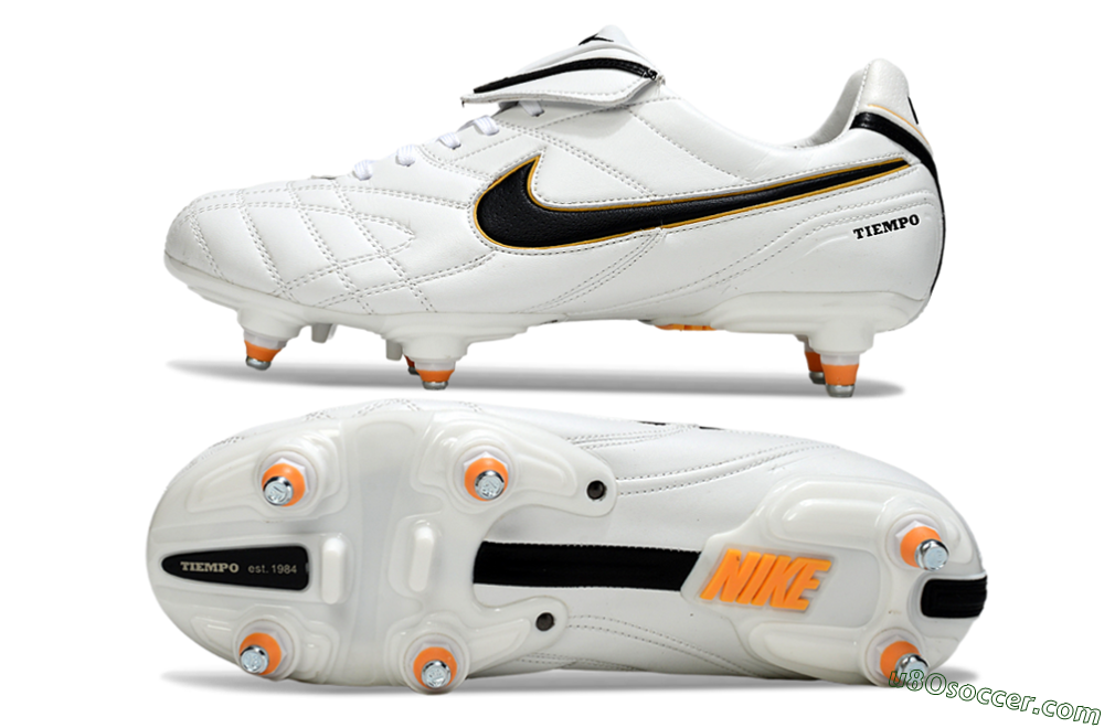 Nike Tiempo Legend 10 Elite SG Soft Ground Soccer Cleats - White/Black/Orange 0