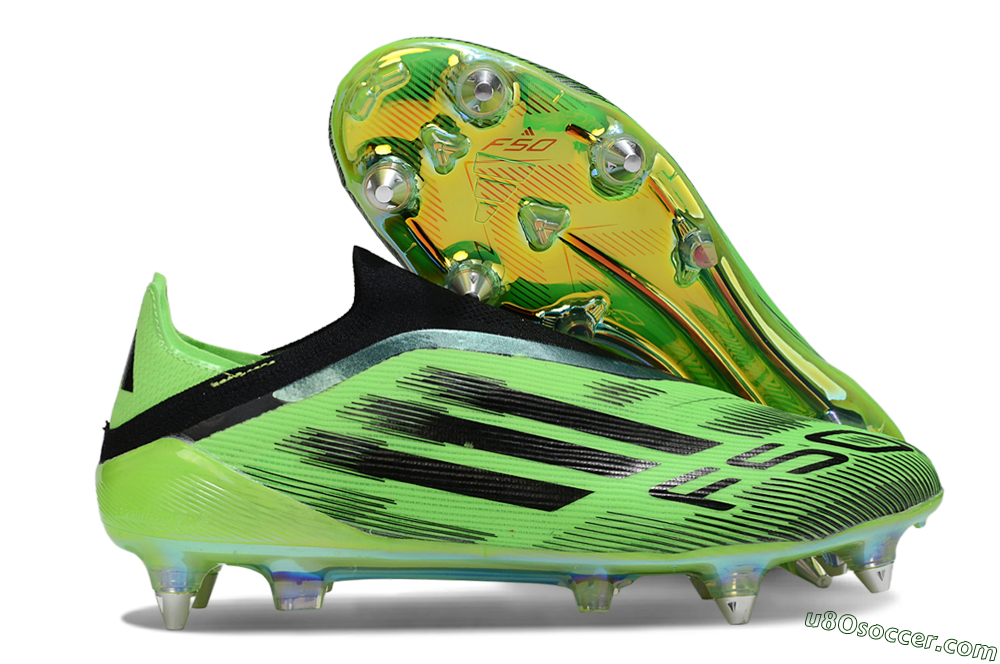 Adidas F50 Elite Laceless SG Soft Ground Soccer Cleats - Green/Lime Burst/Neon Glow 1