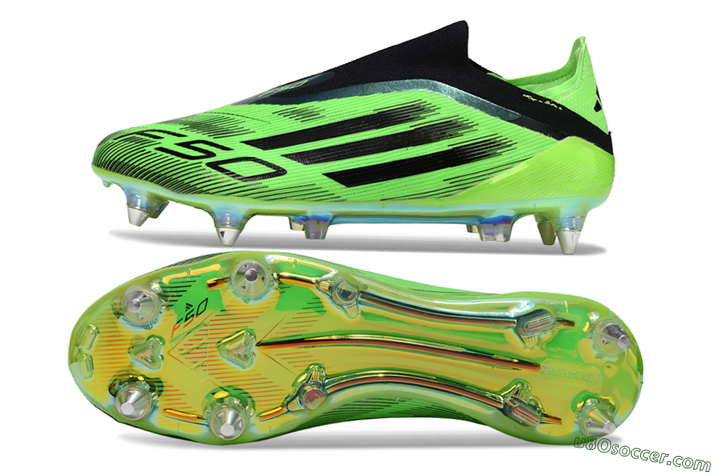 Adidas F50 Elite Laceless SG Soft Ground Soccer Cleats - Green/Lime Burst/Neon Glow 0