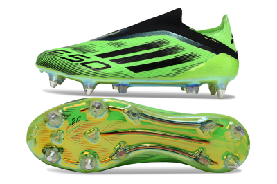 Adidas F50 Elite Laceless SG Soft Ground Soccer Cleats - Green/Lime Burst/Neon Glow