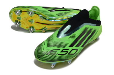 Adidas F50 Elite Laceless SG Soft Ground Soccer Cleats - Green/Lime Burst/Neon Glow
