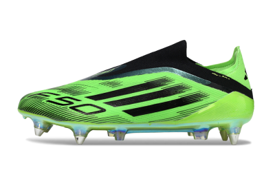 Adidas F50 Elite Laceless SG Soft Ground Soccer Cleats - Green/Lime Burst/Neon Glow