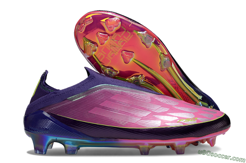 Adidas F50 Elite Laceless FG Firm Ground Soccer Cleats - Purple/Electric Pink/Rainbow Gradient 1