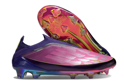 Adidas F50 Elite Laceless FG Firm Ground Soccer Cleats - Purple/Electric Pink/Rainbow Gradient