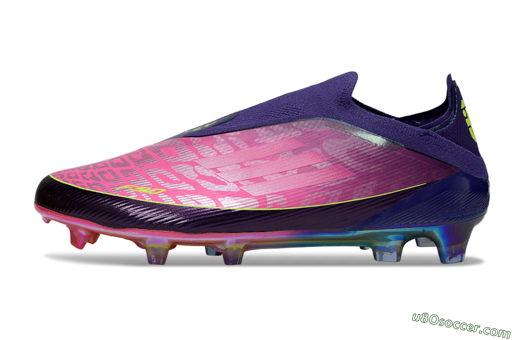 Adidas F50 Elite Laceless FG Firm Ground Soccer Cleats - Purple/Electric Pink/Rainbow Gradient 2