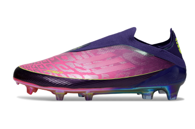 Adidas F50 Elite Laceless FG Firm Ground Soccer Cleats - Purple/Electric Pink/Rainbow Gradient