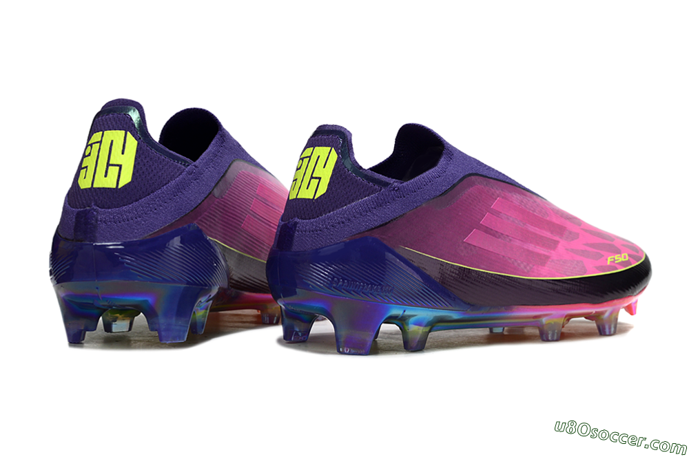 Adidas F50 Elite Laceless FG Firm Ground Soccer Cleats - Purple/Electric Pink/Rainbow Gradient 6