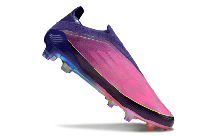 Adidas F50 Elite Laceless FG Firm Ground Soccer Cleats - Purple/Electric Pink/Rainbow Gradient