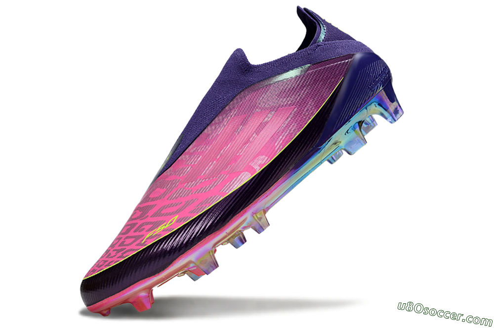 Adidas F50 Elite Laceless FG Firm Ground Soccer Cleats - Purple/Electric Pink/Rainbow Gradient 5