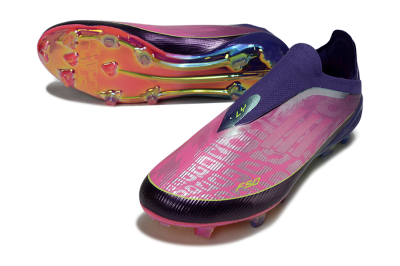 Adidas F50 Elite Laceless FG Firm Ground Soccer Cleats - Purple/Electric Pink/Rainbow Gradient