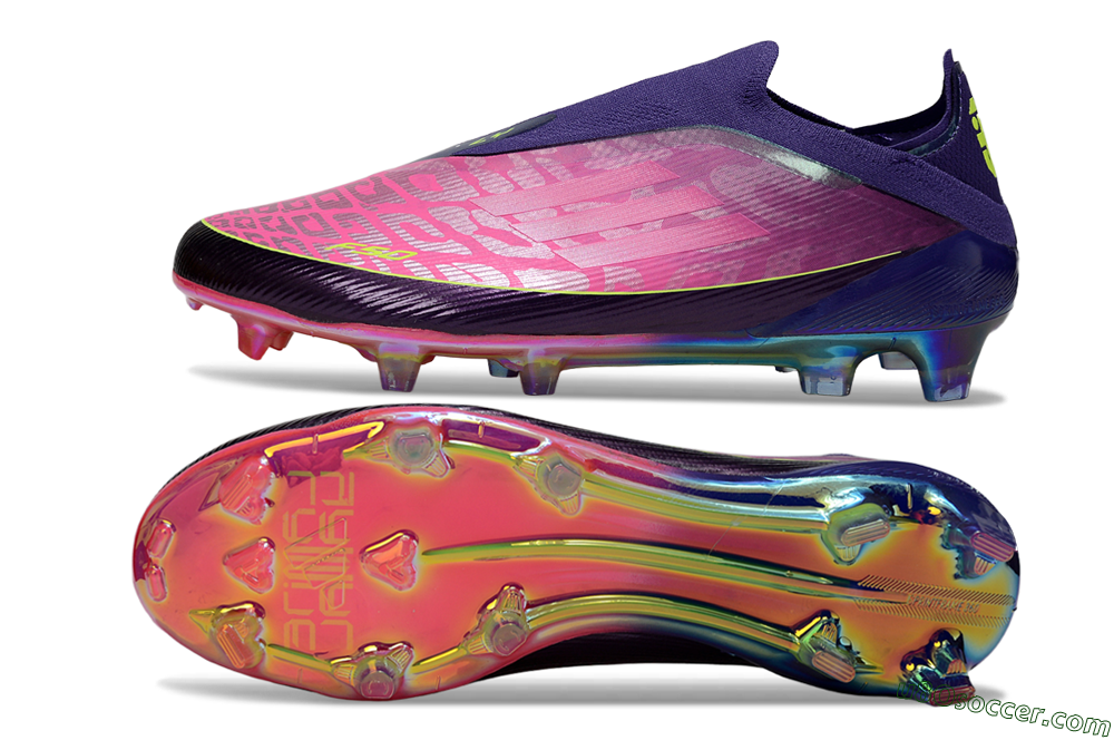Adidas F50 Elite Laceless FG Firm Ground Soccer Cleats - Purple/Electric Pink/Rainbow Gradient 0