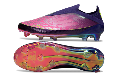 Adidas F50 Elite Laceless FG Firm Ground Soccer Cleats - Purple/Electric Pink/Rainbow Gradient