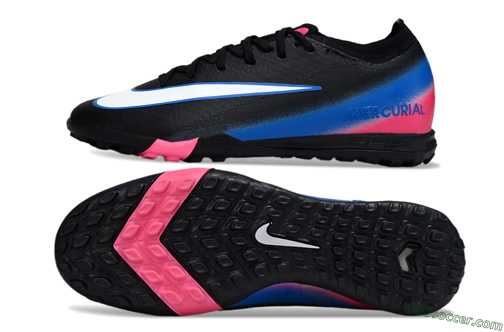 Nike Air Zoom Mercurial Vapor 16 Elite TF Artificial Turf Soccer Shoes - Black/Electric Blue/Pink Fusion 0