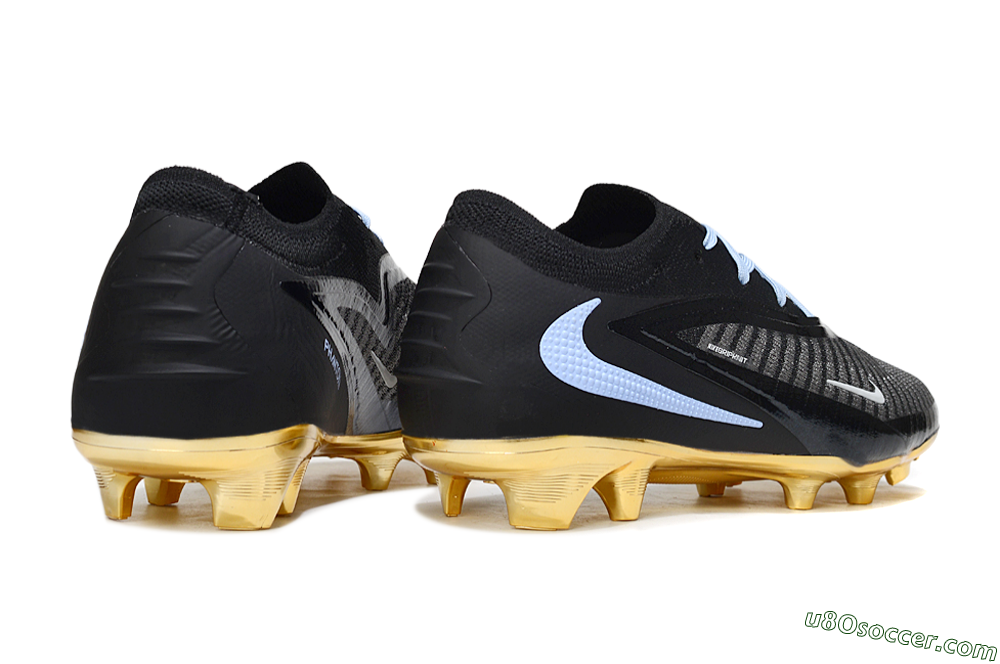 Nike Phantom 6 Low Elite FG Firm Ground Soccer Cleats - Black/Light Blue/Gold 6