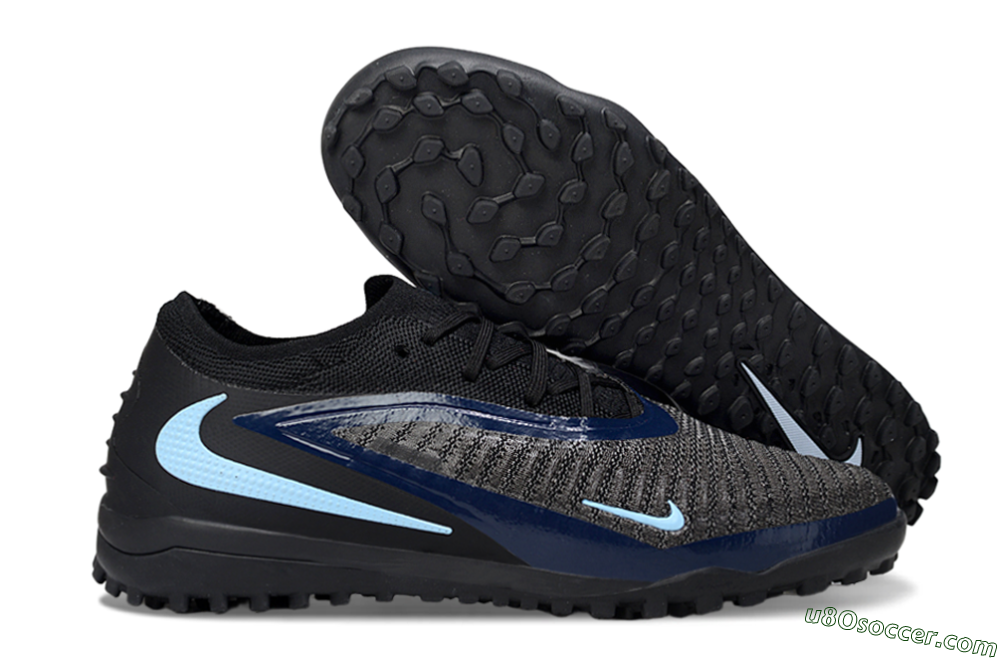 Nike Phantom 6 Low Elite TF Artificial Turf Soccer Shoes - Black/Navy Blue/Light Blue 1