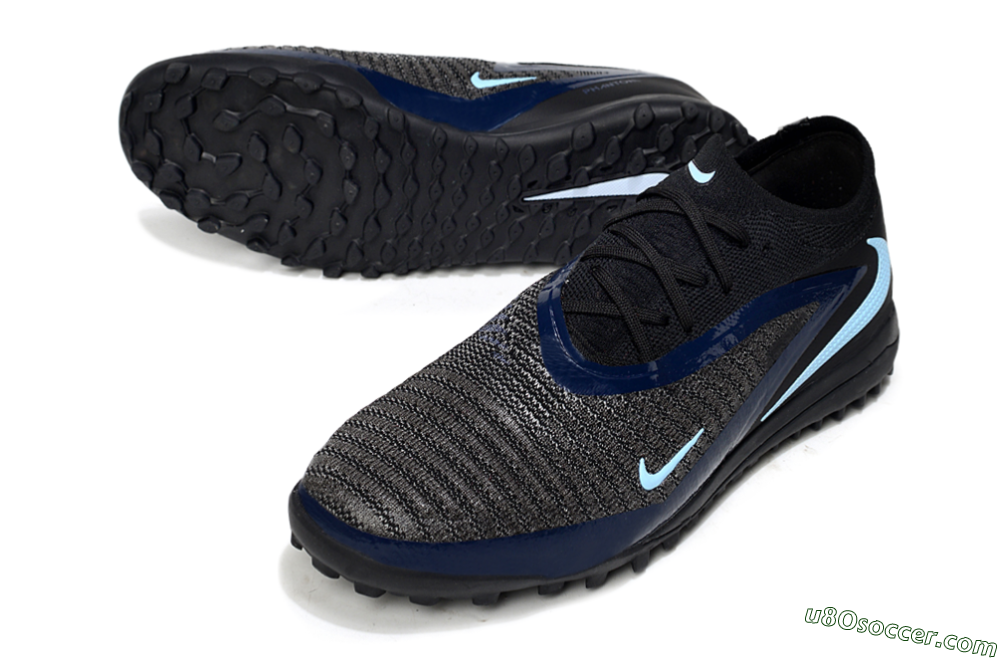 Nike Phantom 6 Low Elite TF Artificial Turf Soccer Shoes - Black/Navy Blue/Light Blue 3