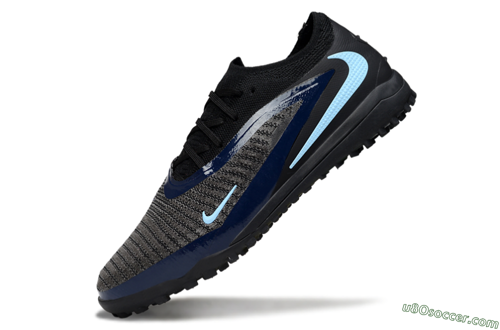 Nike Phantom 6 Low Elite TF Artificial Turf Soccer Shoes - Black/Navy Blue/Light Blue 5