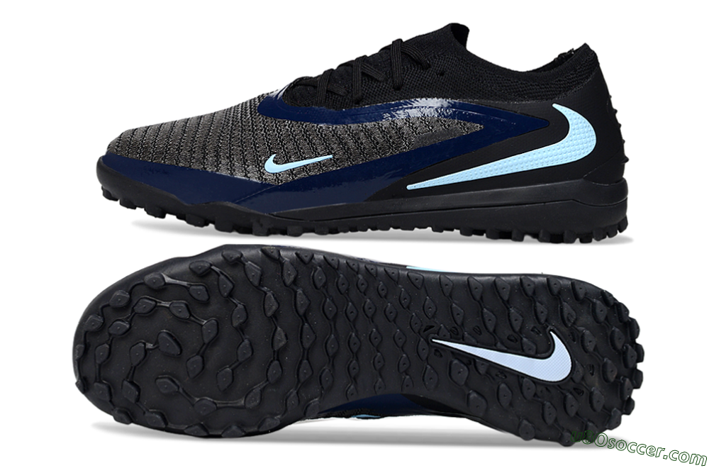 Nike Phantom 6 Low Elite TF Artificial Turf Soccer Shoes - Black/Navy Blue/Light Blue 0