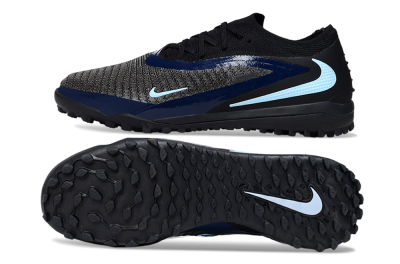 Nike Phantom 6 Low Elite TF Artificial Turf Soccer Shoes - Black/Navy Blue/Light Blue