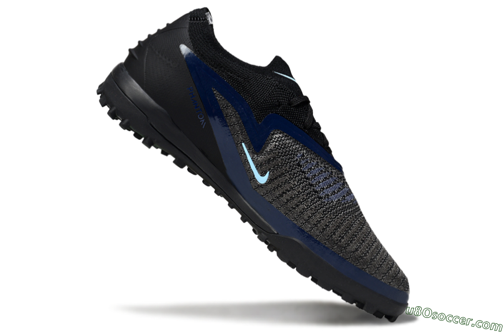 Nike Phantom 6 Low Elite TF Artificial Turf Soccer Shoes - Black/Navy Blue/Light Blue 4