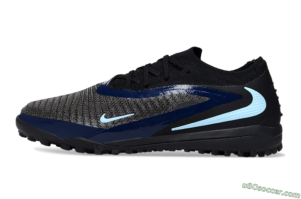Nike Phantom 6 Low Elite TF Artificial Turf Soccer Shoes - Black/Navy Blue/Light Blue 2