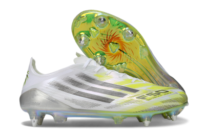 Adidas F50 Elite FG Firm Ground Soccer Cleats - White/Electric Green/Silver