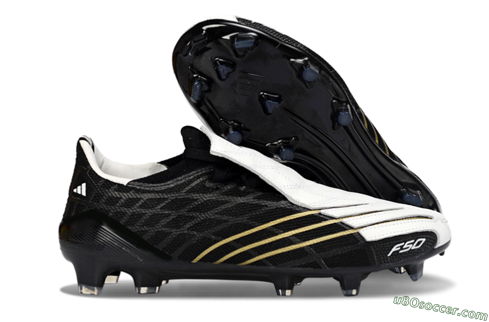 Adidas F50 Elite FG Firm Ground Soccer Cleats - Black/Classic White/Gold Accent 1